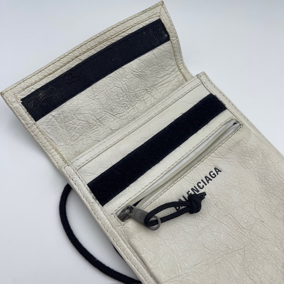 Balenciaga Agneau Arena small explorer crossbody bag pouch white leather - Picture 11 of 15